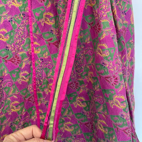 Bohemian Sari Silk Reversible Midi Floral Gypsy Festival Skirt ONE SIZE - Picture 5 of 7